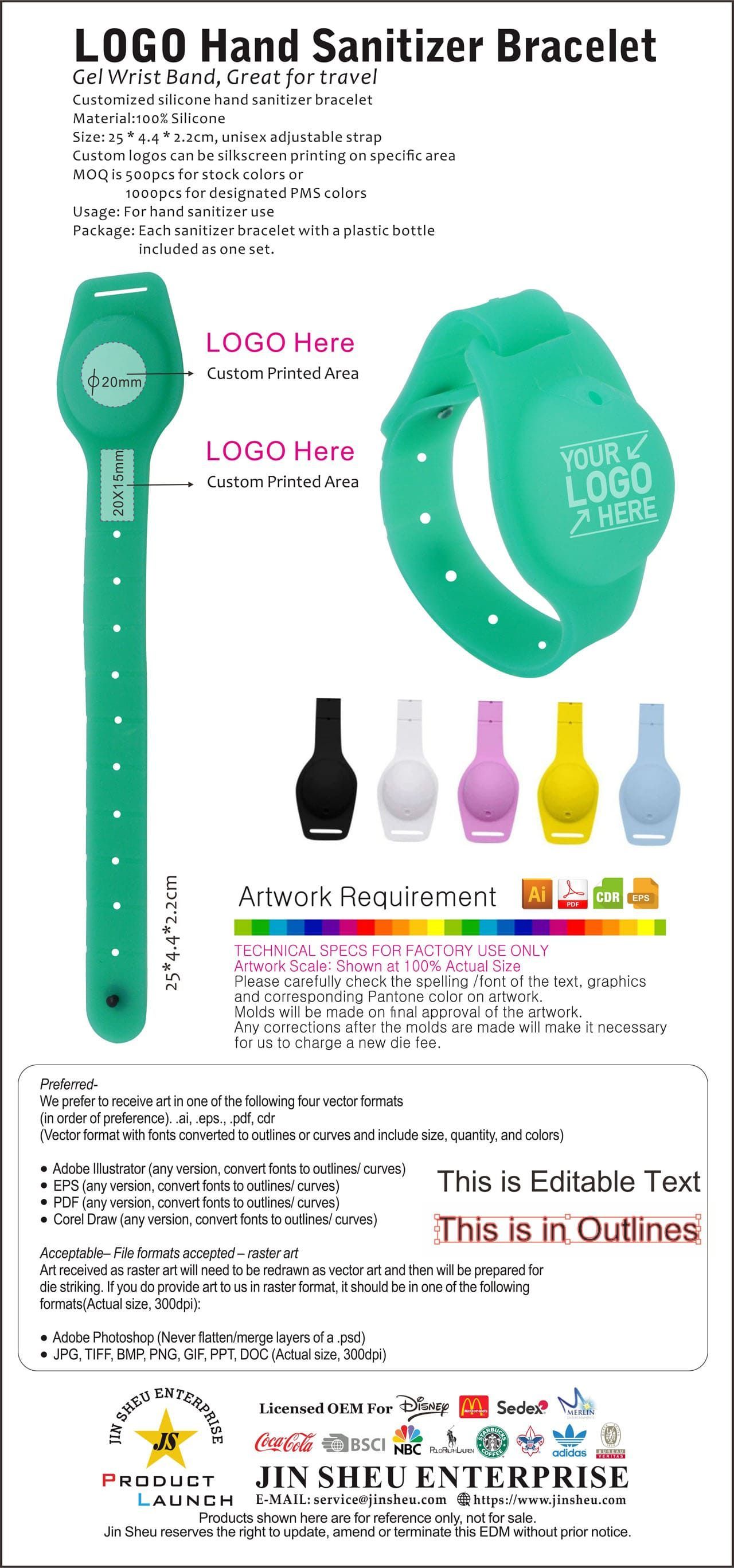 LOGO Hand Sanitizer Wristband Supplier