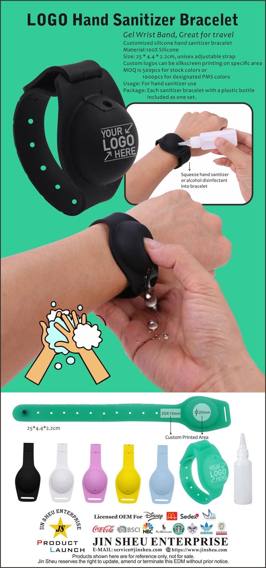 Personalized Hand Sanitizer Bracelet Promotional Products Supplier Jin Sheu