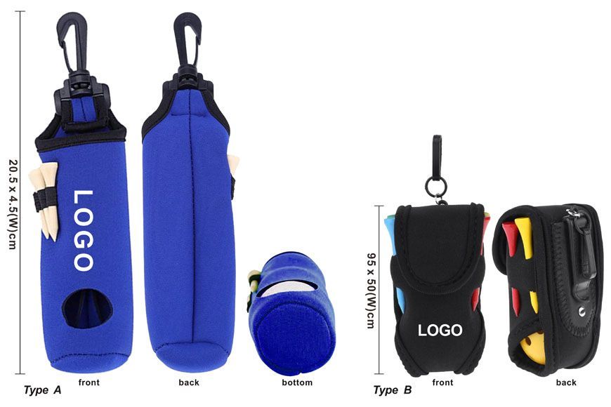 Two Golf Ball Bag Pouch Designs with Customizable Silkscreen Logo Printing