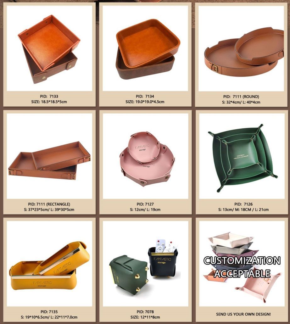 Custom leather valet tray