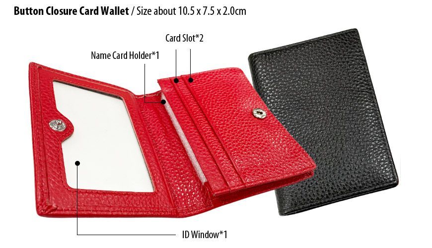 Custom Leather Card Holder Wallet with ID Window (PID:7117)
