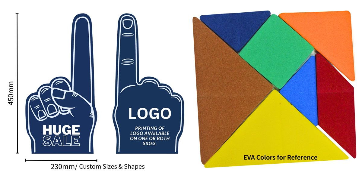 Dostosuj swoje piankowe palce: wybierz swój projekt i opcje drukowania, korzystając z gamy kolorów EVA
