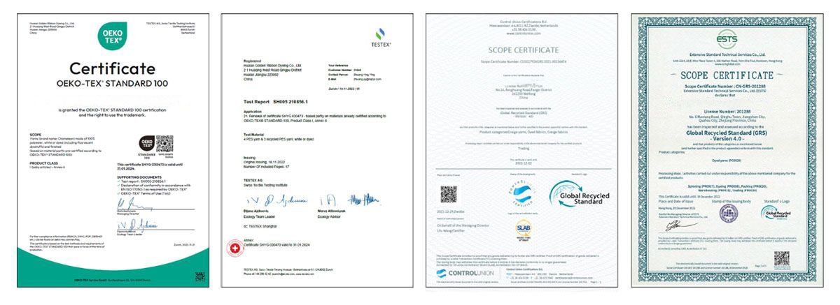 Jin Sheuvalmistaa ympäristötietoisia kudottuja merkkejä, jotka ovat GRS- ja OEKO-TEX-sertifioituja.