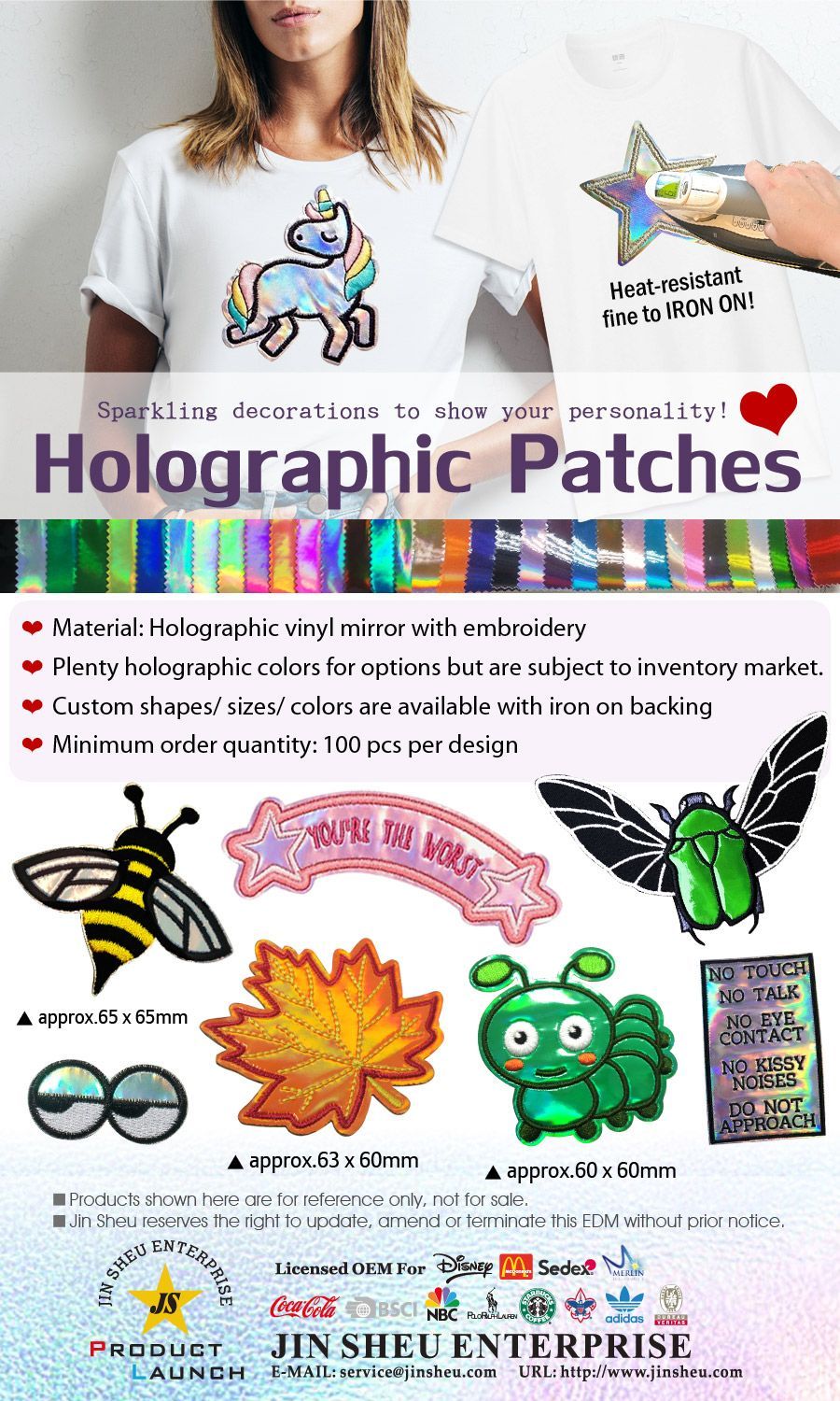 wholesale custom holographic embroidered patches
