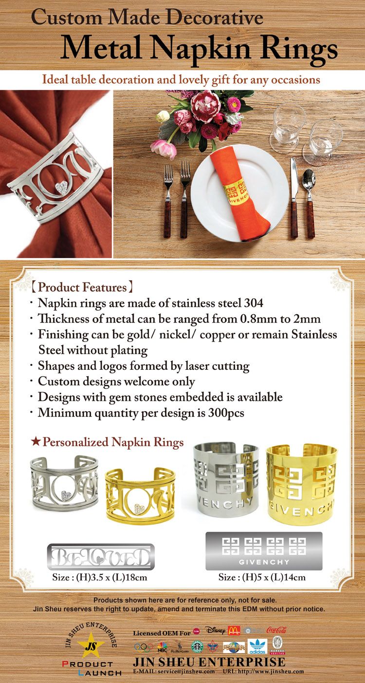 custom made decorative napkin rings