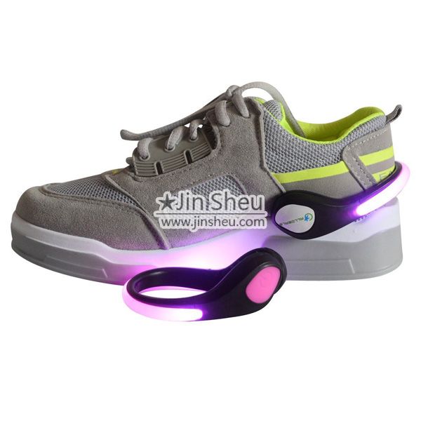 LED shoe clip attached on sneaker