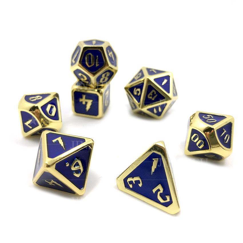 Xzbnwuviei Italic Style Metal Dice Set,7 PCS Metallic Role-Playing DND Game D&D Dice with Free Metal Case for D&D Game Role Playing 