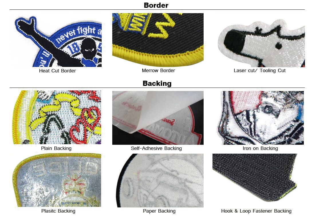 Embroidery Patch Border and Backing Options