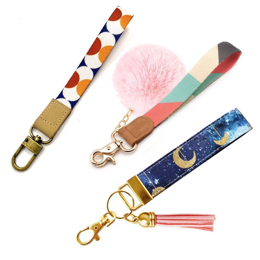 Accessories Keychains & Lanyards Lanyards & Badge Holders Handmade fabric lanyard with lobster clasp keychain suitable for keys & ID badges flamingo fabric 