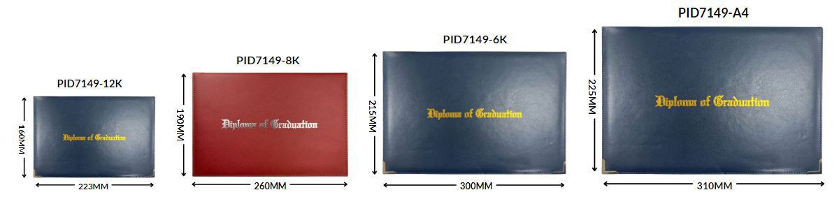 Кожаные папки для дипломов доступны в четырех разных размерах