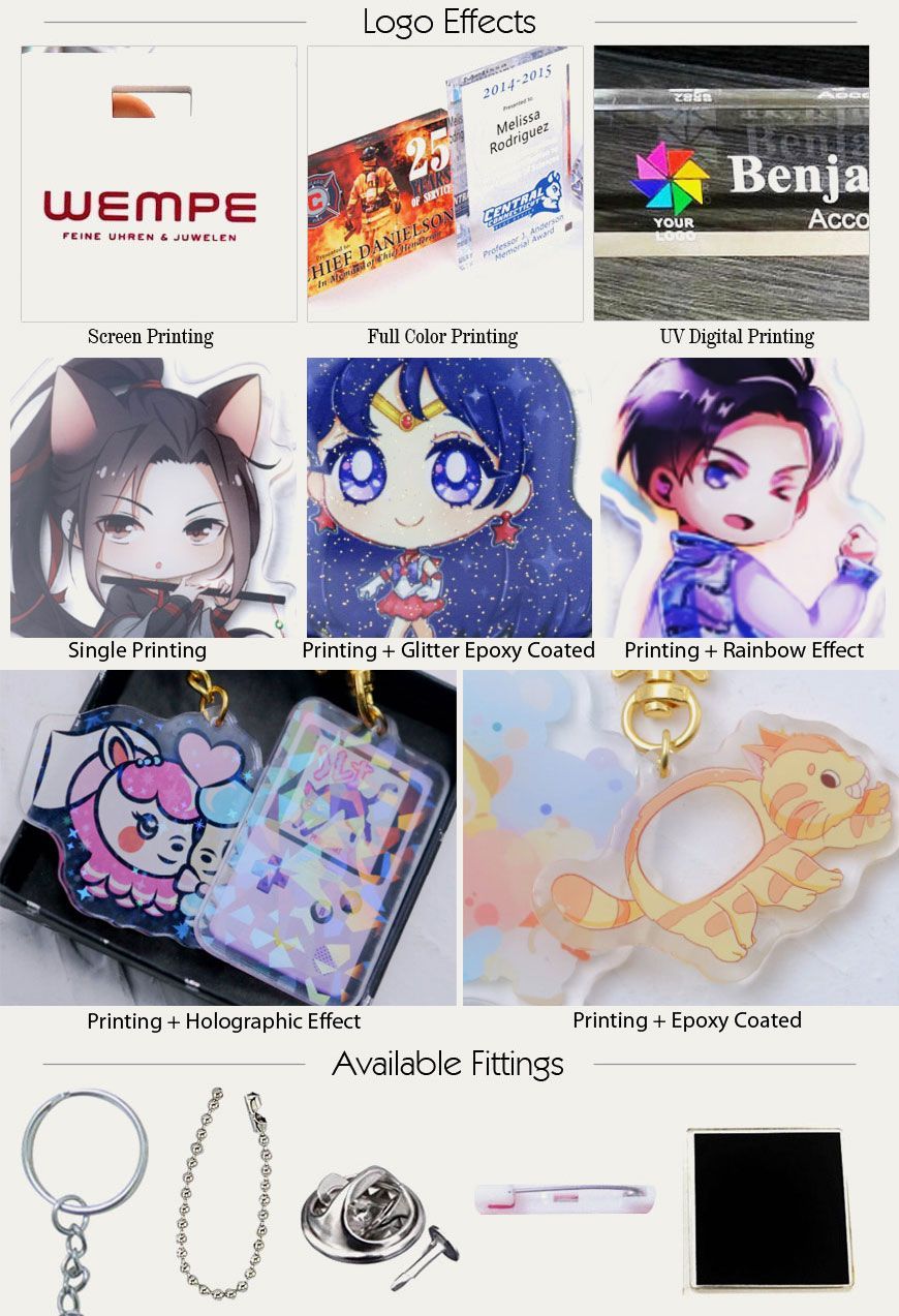custom anime acrylic charms supplier