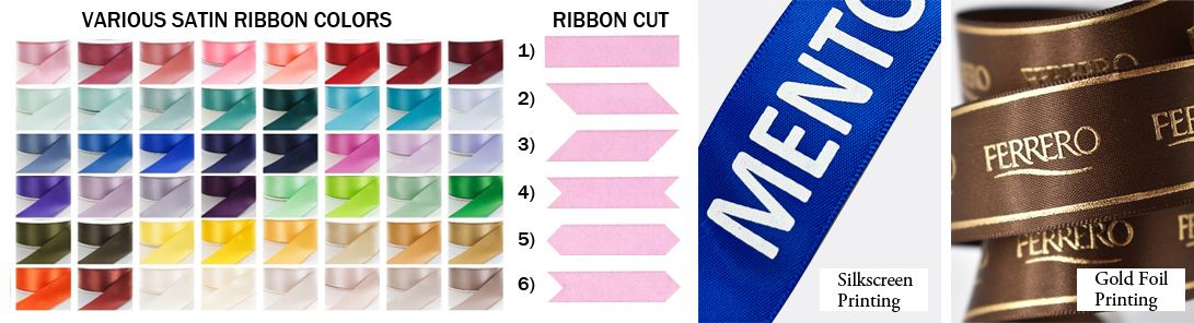 Various Satin Ribbon Colors and Custom Logo Printing Effect