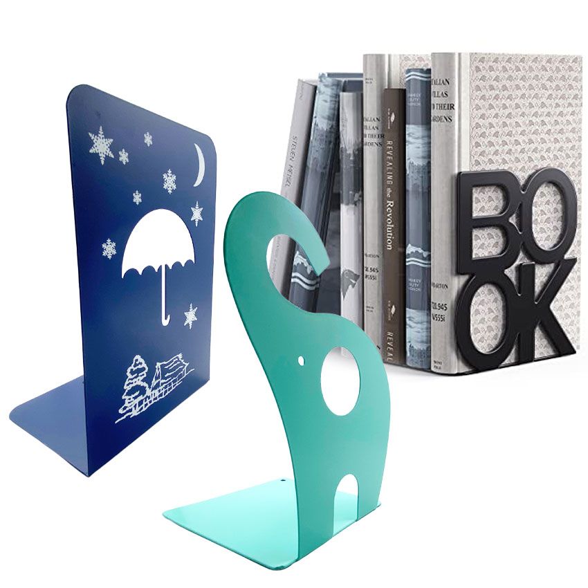Decoratieve metalen boekensteunen en boekenplankstoppers-Aangepaste metalen kunst boekensteunen | Fabrikant van geweven en geborduurde patches | Jin Sheu