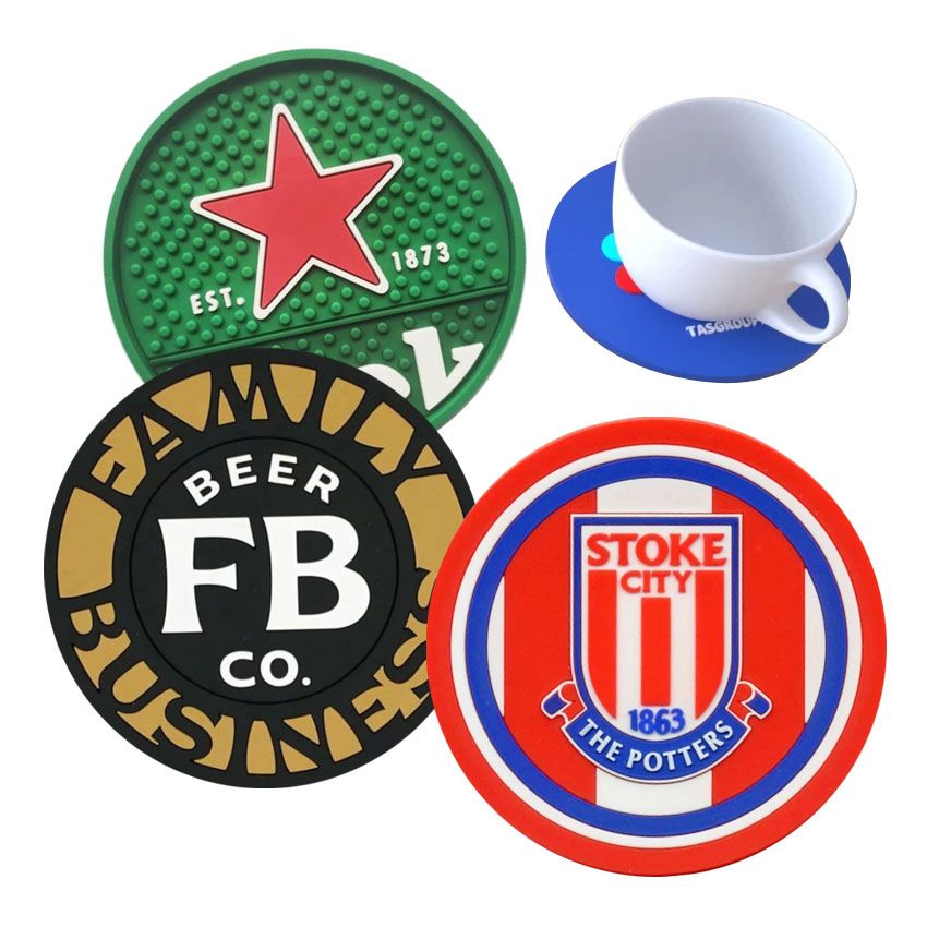 Wholesale custom logo rubber beer coasters