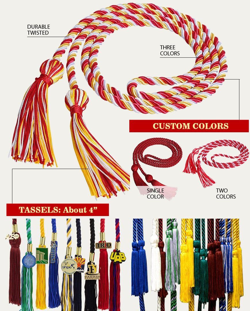 Custom Twisted Graduation Honor Cords with Tassel