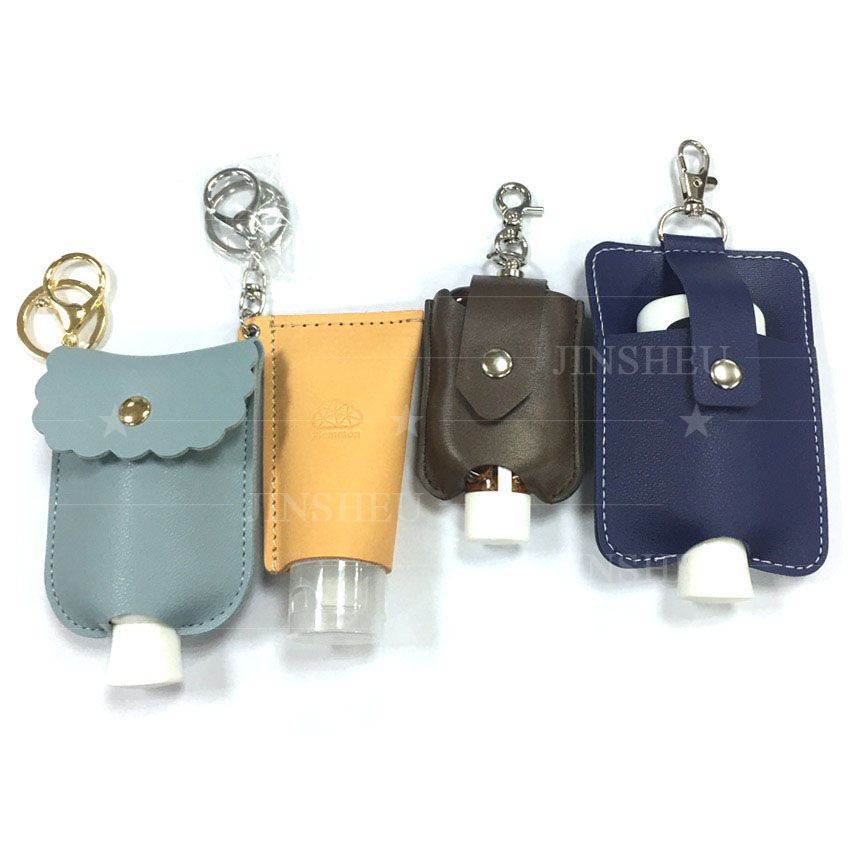 Leather Hand Sanitizer Holder Keychain
