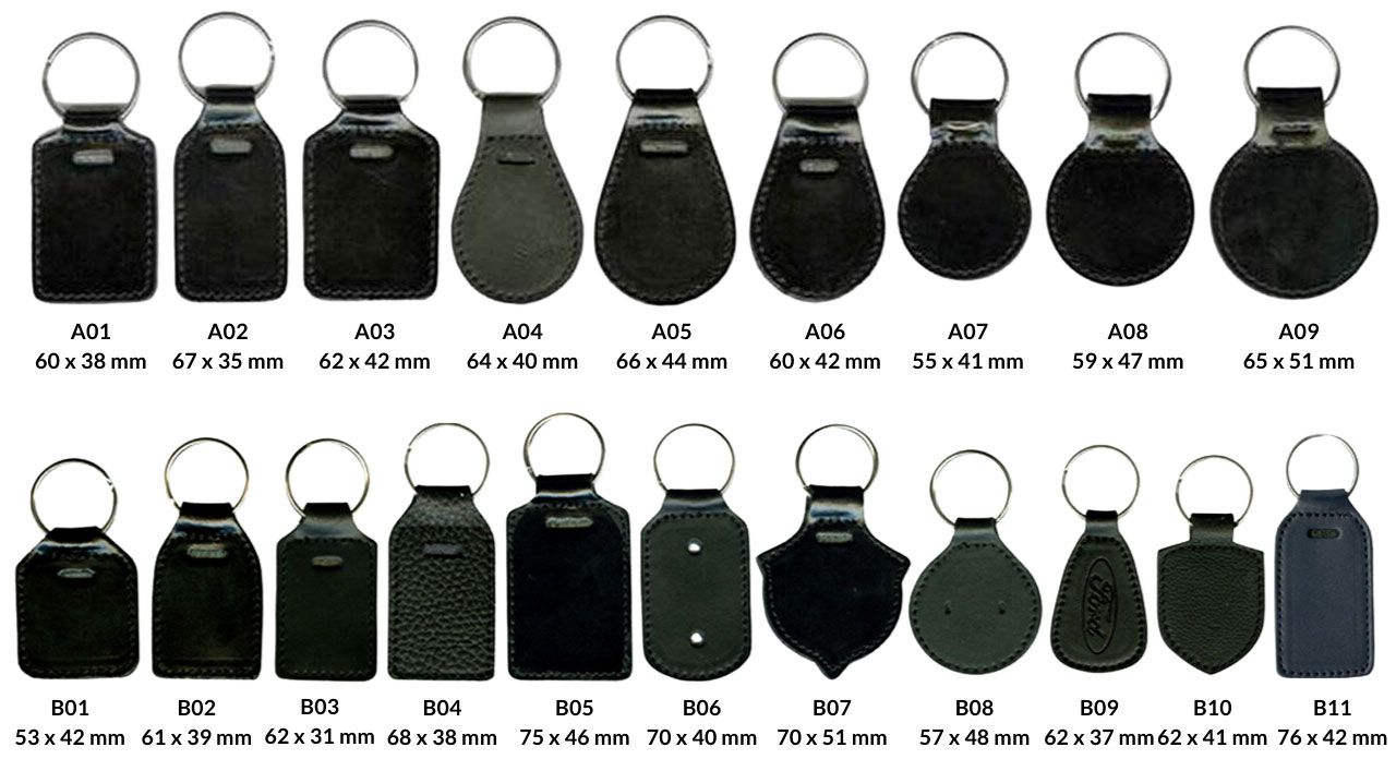 Open shaped leather key fobs