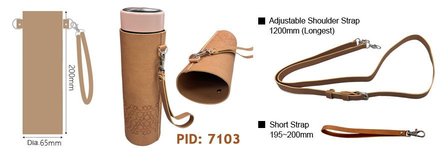 Open Design- Leather Bottle Holder with Crossbody Strap (PID: 7103)