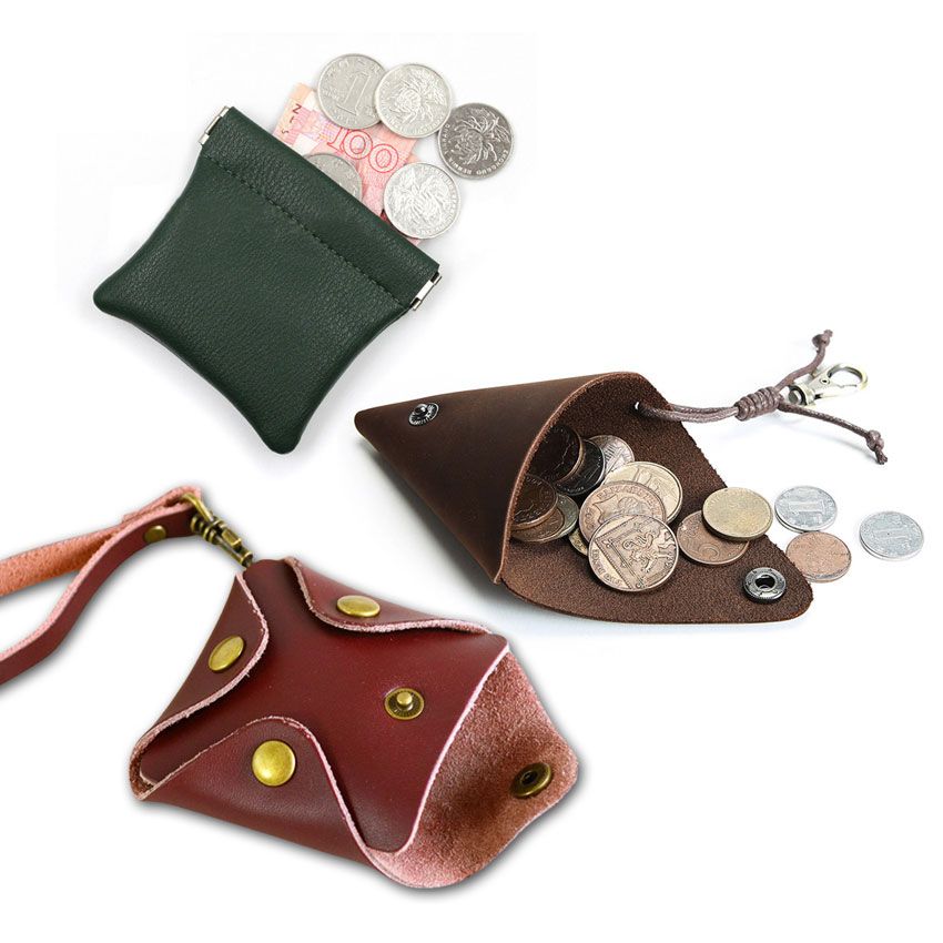 Leather Coin Purse Wallet Mini Keyrings Change Pouch Card Holder Car Key  Case US