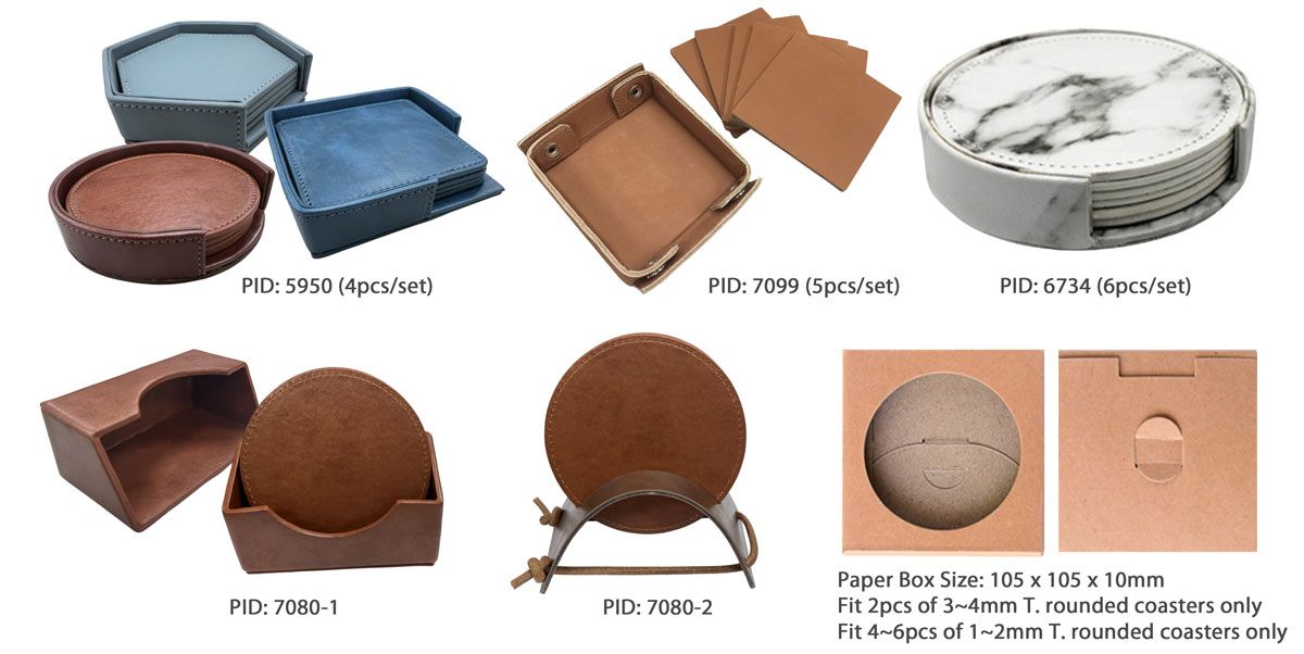 Leather Holder and Paper Box - Leather Coasters Personalized