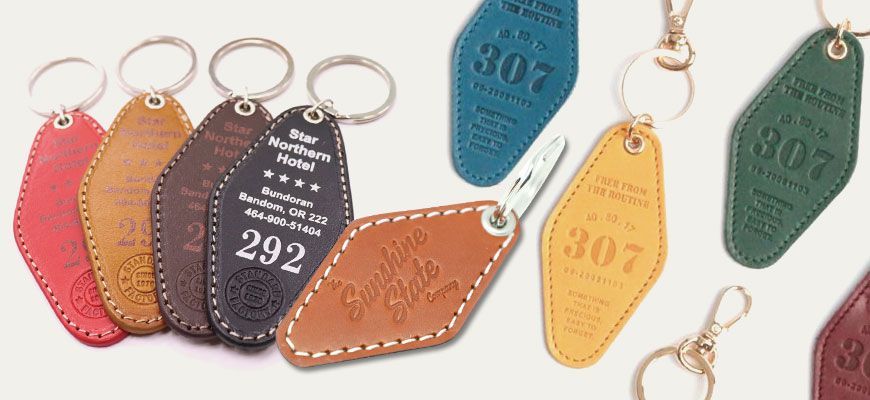 customized leather motel keychains