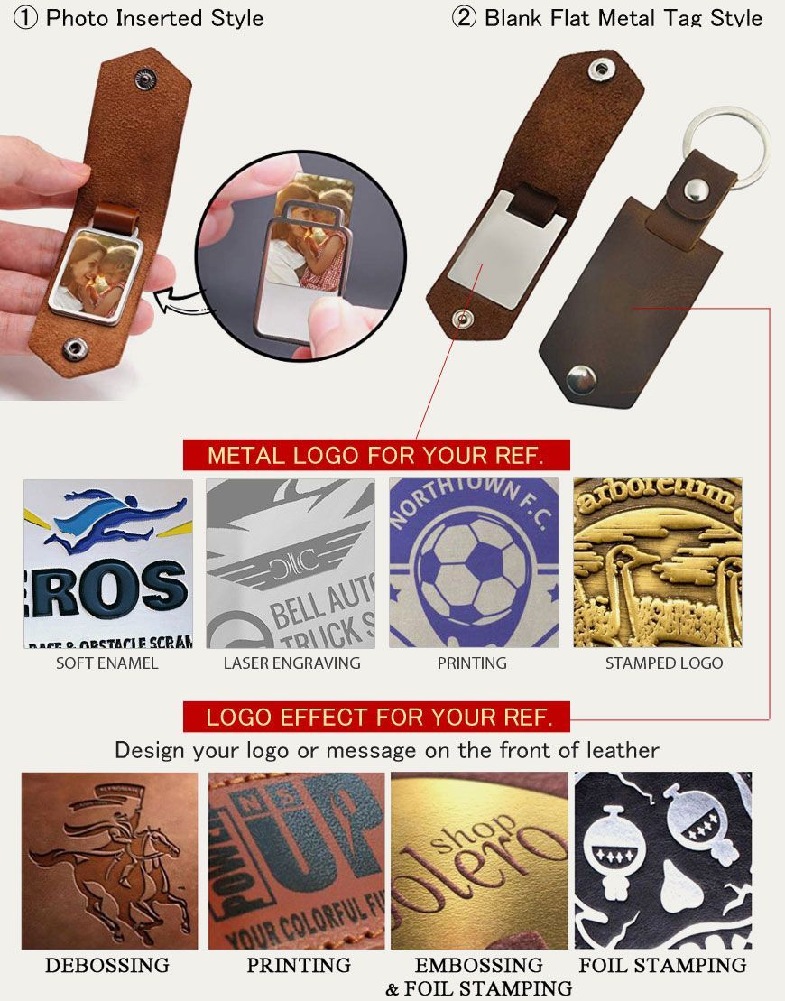 customized leather photo holder keychain gifts