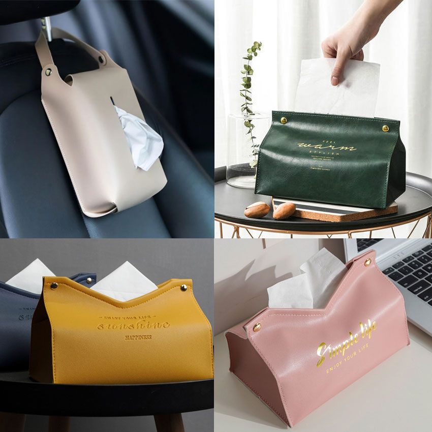 Personalized Leather Tissue Holder