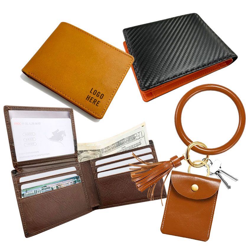 wholesale custom branded leather wallets and leather hand purses