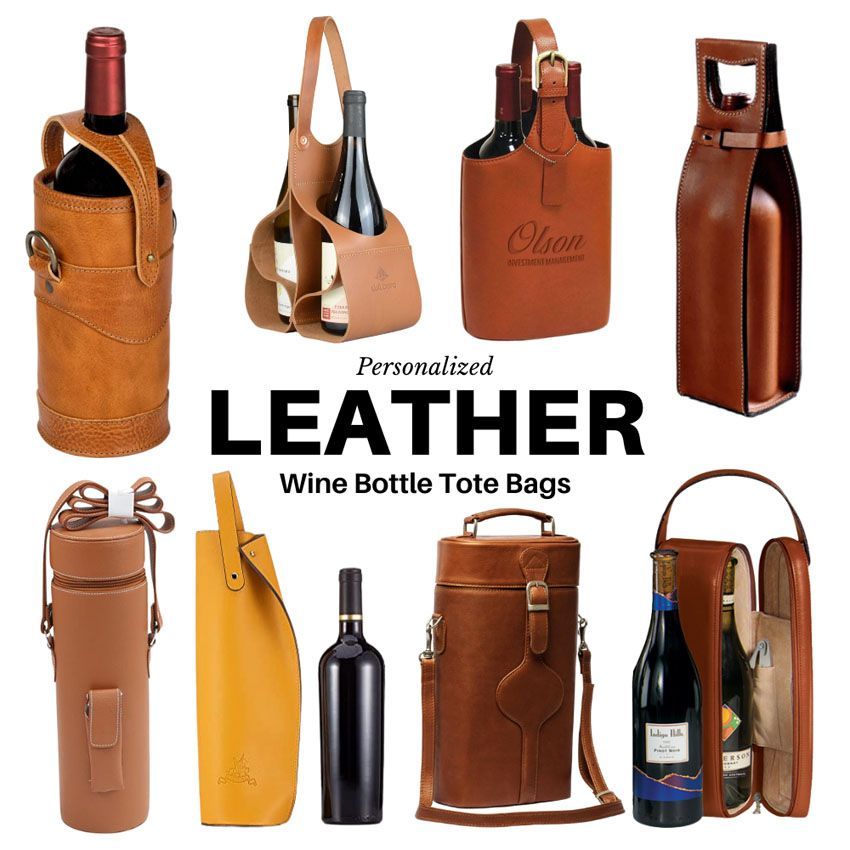 Leather Wine Bottle Tote Bags
