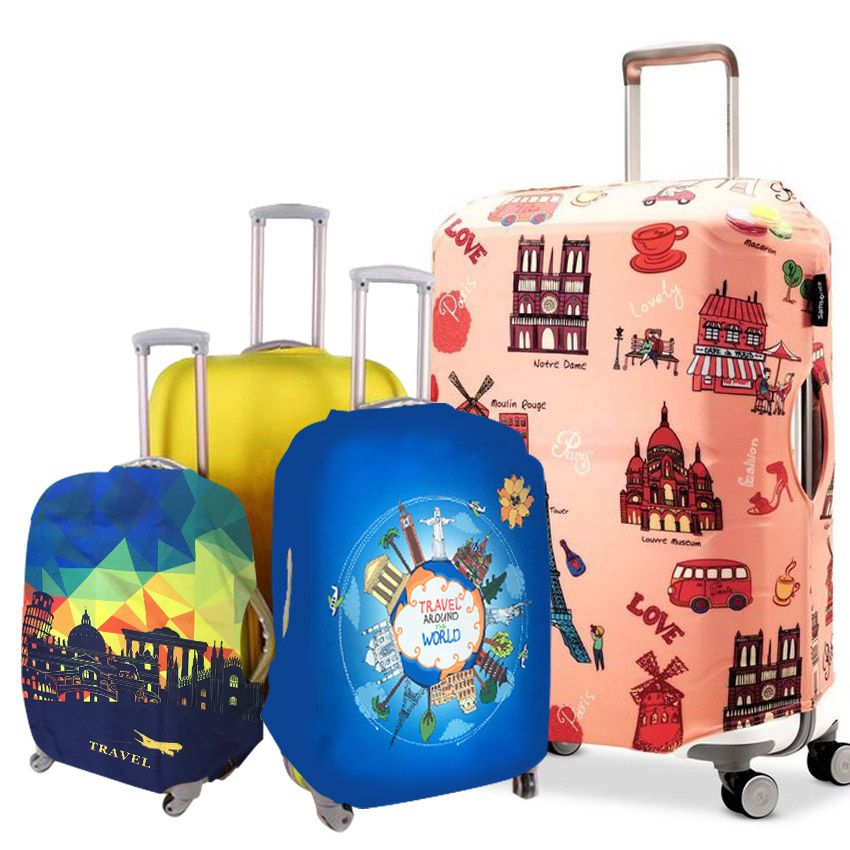 Trolley case Suitcase Cover Super Withstand Voltage Suitcase Sleeve Cover Dust-Proof,Wear Protection,No Odor,Spandex Luggage Protector 24-42 inches Size : S One-Shaped Black 