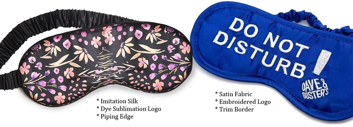 Custom Logo Effect on Promotional Satin Sleep Mask & Imitation Silk Eye Mask