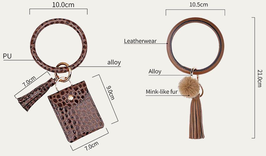 PU leather wristlet bracelet keychains