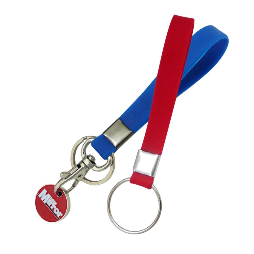 Custom made silicone strap trolley keyrings to promote your brand