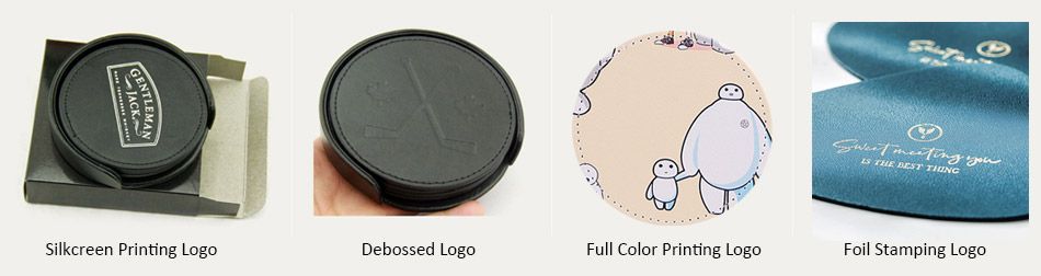 custom logo leather coasters