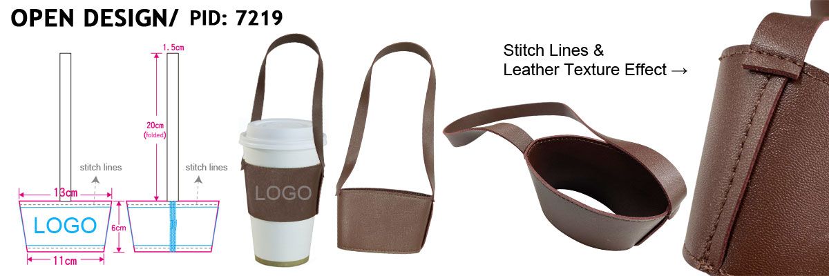 Open Design- Leather Coffee Holder Straps (PID: 7219)