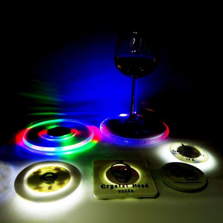 Customized LED Bottle Sticker/ LED Coaster - Customized bar gift ideas