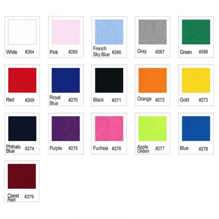 Cloth face mask color chart