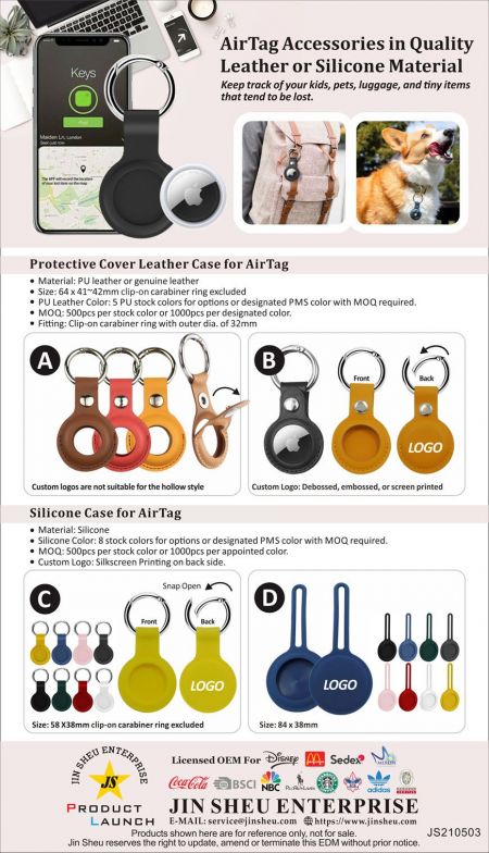 Custom AirTag Accessories in Quality Leather or Silicone Material - apple airtag accessories