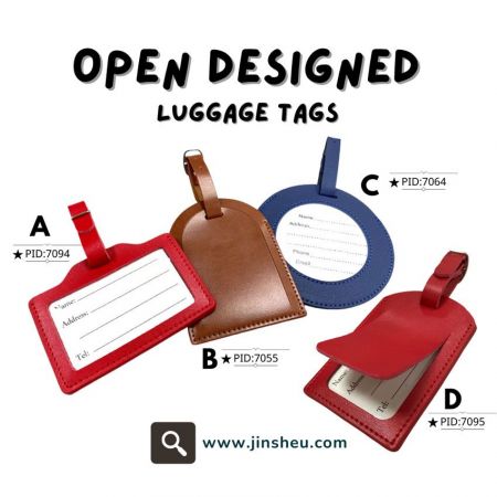 Open Designed Leather Luggage Tags - Leather luggage tags bulk