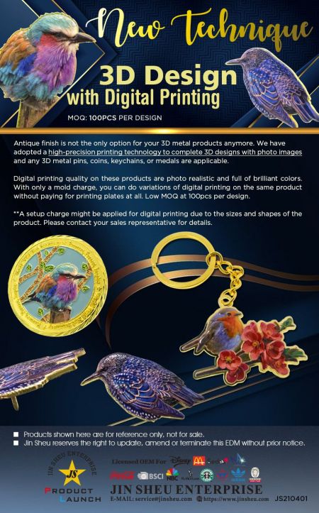 3D Design with Digital Printing - Custom Made Metal Souvenirs in 3D Design with Digital Printing