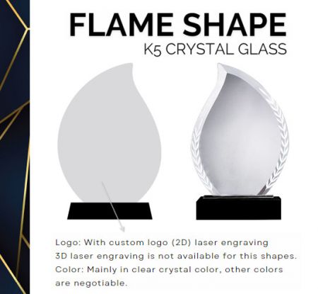 K5 Crystal Glass Awards- Flame Shape