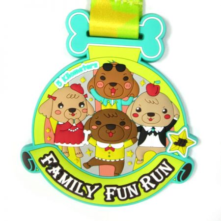 Soft Rubber Medal - custom pvc medals. Cute and color soft pvc rubber medal for family fun runs and children's activities