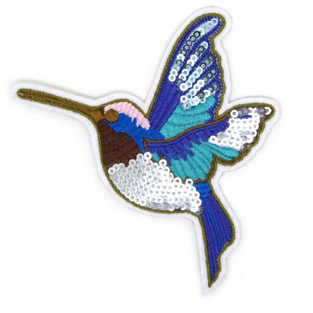 Haftowane cekinowe naszywki - Cekinowe naszywki z haftem kolibry