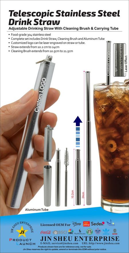 Telescopic Stainless Steel
Drink Straw - custom drinking straws