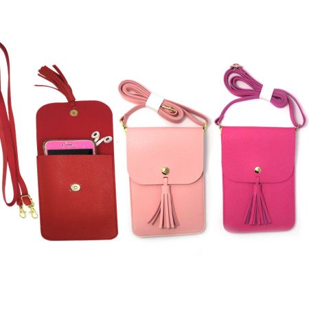 Cell Phone Crossbody Wallet Bag - PU Leather Cellphone Shoulder Bags