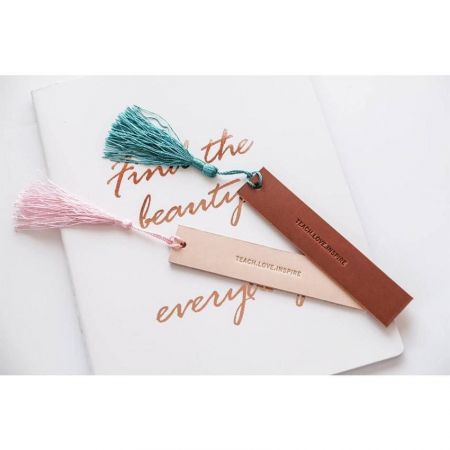 personalized leather bookmark with tassels