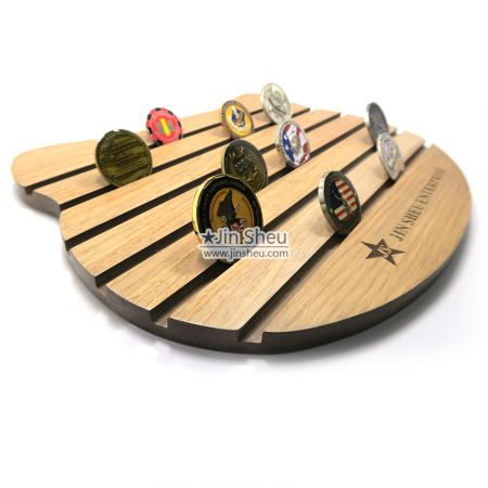Coin Wooden Display Board - military coin wood display stands