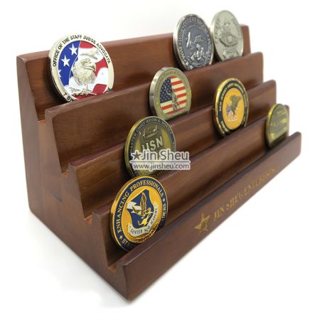 Coin Wooden Display Rack - military coin wood display racks