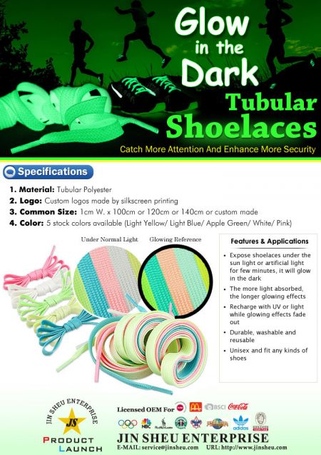 Glow in the Dark Sholelaces - Glow in the dark tubular shoelaces catch more attention and enhance more security