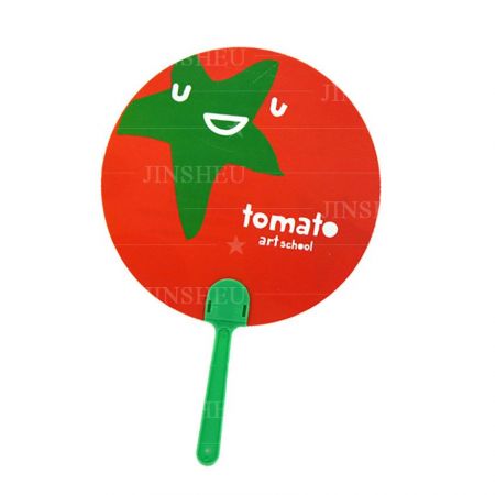 custom designed tomato pp plastic hand fans